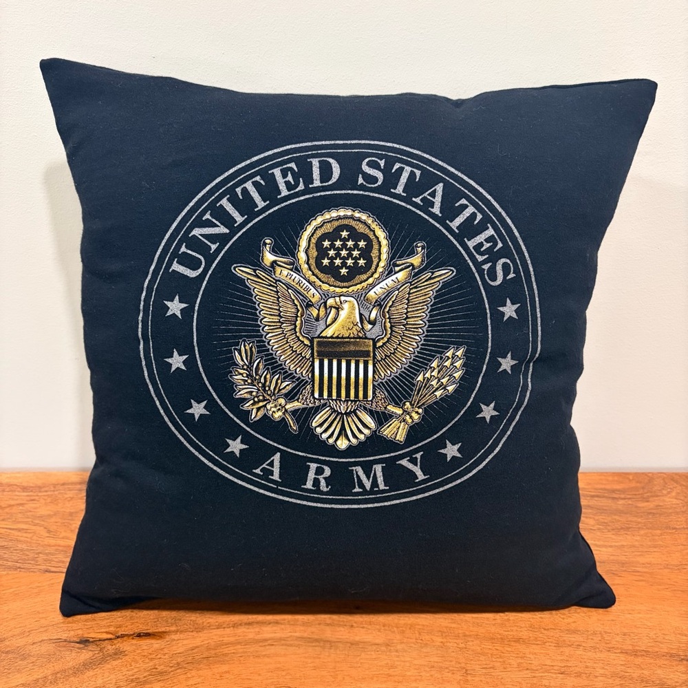 One-Of-A-Kind United States Army Black Silver & Gold Accent Throw Pillow | 17x17